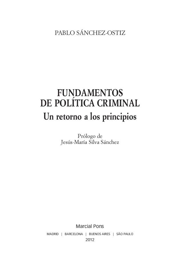 FUNDAMENTOS DE POLÍTICA CRIMINAL.UN RETORNO A LOS PRINCIPIOS | 9788415664086 | SÁNCHEZ-OSTIZ GUTIÉRREZ, PABLO | Libreria Geli - Librería Online de Girona - Comprar libros en catalán y castellano