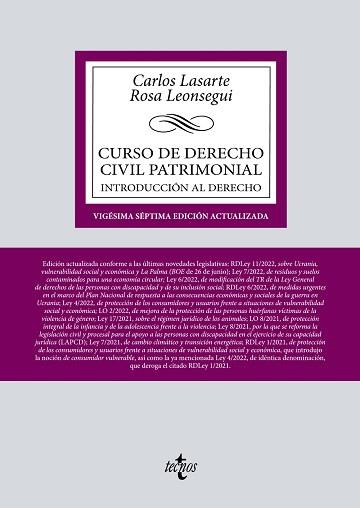 CURSO DE DERECHO CIVIL PATRIMONIAL(27ª EDICIÓN 2022) | 9788430985098 | LASARTE,CARLOS/LEONSEGUI GUILLOT, ROSA ADELA | Libreria Geli - Librería Online de Girona - Comprar libros en catalán y castellano