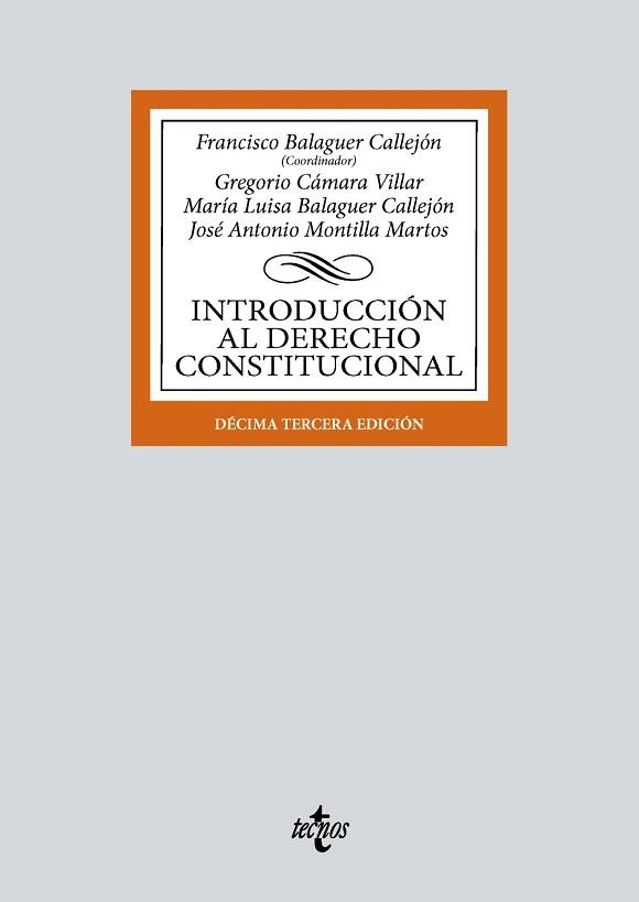 INTRODUCCIÓN AL DERECHO CONSTITUCIONAL(13ª EDICIÓN 2024) | 9788430990603 | BALAGUER CALLEJÓN, FRANCISCO/CÁMARA VILLAR, GREGORIO | Llibreria Geli - Llibreria Online de Girona - Comprar llibres en català i castellà