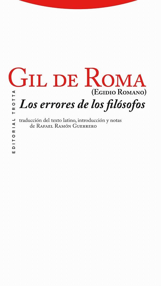 LOS ERRORES DE LOS FILOSOFOS | 9788498793512 | GIL DE ROMA | Llibreria Geli - Llibreria Online de Girona - Comprar llibres en català i castellà