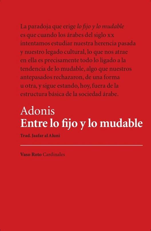 ENTRE LO FIJO Y LO MUDABLE | 9788412519747 | ADONIS | Libreria Geli - Librería Online de Girona - Comprar libros en catalán y castellano