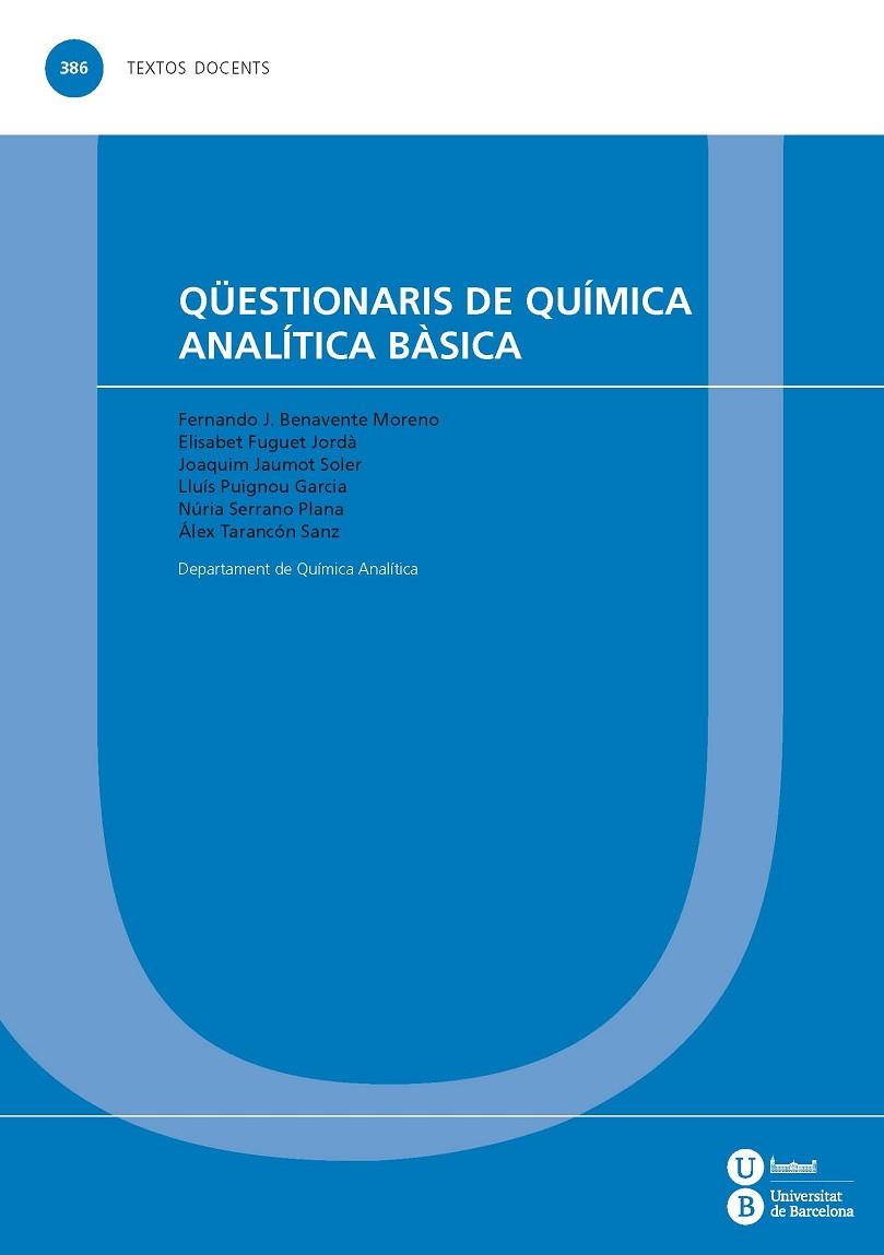 QüESTIONARIS DE QUíMICA ANALíTICA BàSICA | 9788447537716 | VARIOS AUTORES | Llibreria Geli - Llibreria Online de Girona - Comprar llibres en català i castellà