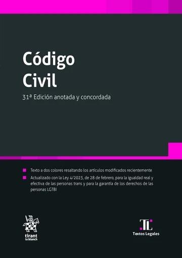 CÓDIGO CIVIL(31ª EDICIÓN ANOTADA Y CONCORDADA.EDICIÓN 2024) | 9788413135823 | BLASCO GASCÓ,FRANCISCO DE PAULA | Llibreria Geli - Llibreria Online de Girona - Comprar llibres en català i castellà