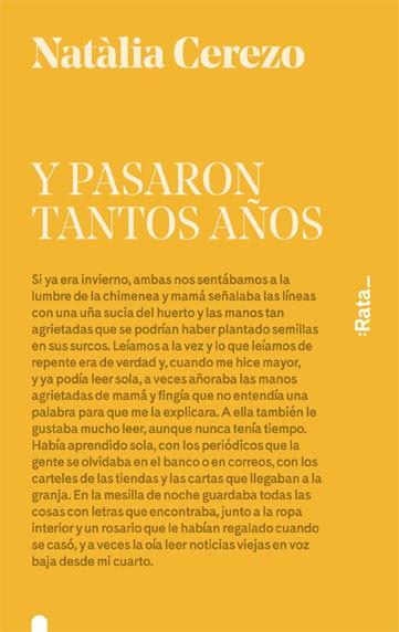 Y PASARON TANTOS AÑOS | 9788416738052 | CEREZO, NATÀLIA | Libreria Geli - Librería Online de Girona - Comprar libros en catalán y castellano