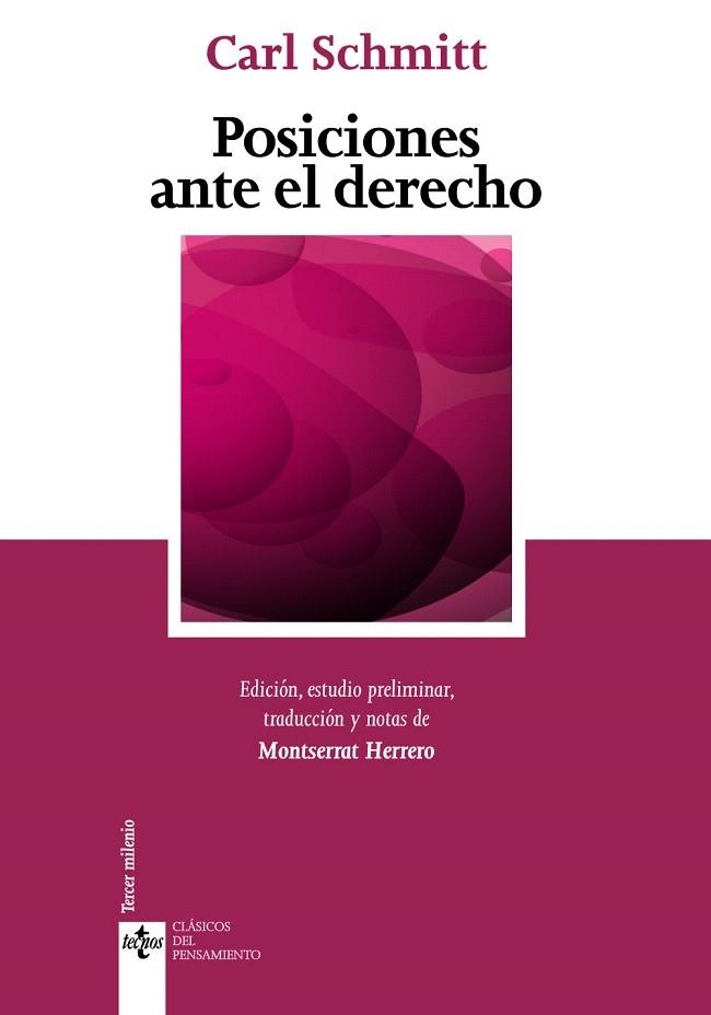 POSICIONES ANTE EL DERECHO | 9788430954926 | SCHMITT,CARL (1888-1985) | Libreria Geli - Librería Online de Girona - Comprar libros en catalán y castellano