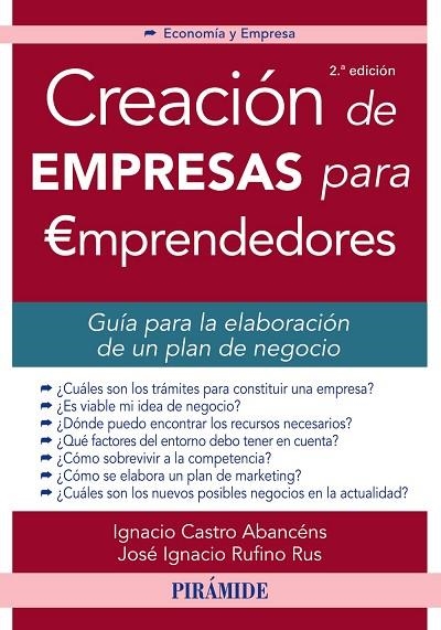 CREACIÓN DE EMPRESAS PARA EMPRENDEDORES.GUÍA PARA LA ELABORACIÓN DE UN PLAN DE NEGOCIO (2ªED/2015) | 9788436834109 | CASTRO ABANCÉNS,IGNACIO/RUFINO RUS,JOSÉ IGNACIO | Llibreria Geli - Llibreria Online de Girona - Comprar llibres en català i castellà