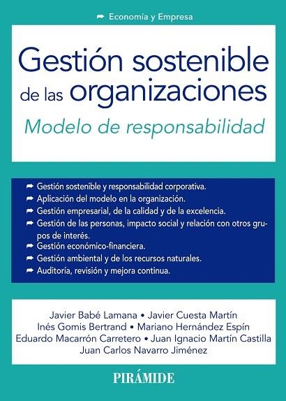 GESTIÓN SOSTENIBLE DE LAS ORGANIZACIONES.MODELO DE RESPONSABILIDAD | 9788436834932 | A.A.D.D. | Libreria Geli - Librería Online de Girona - Comprar libros en catalán y castellano