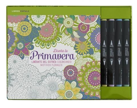 DISEÑA TU PRIMAVERA.LIBERATE DEL ESTRES COLOREANDO MOTIVOS FLORALES(KIT) | 9788448021917 |   | Llibreria Geli - Llibreria Online de Girona - Comprar llibres en català i castellà