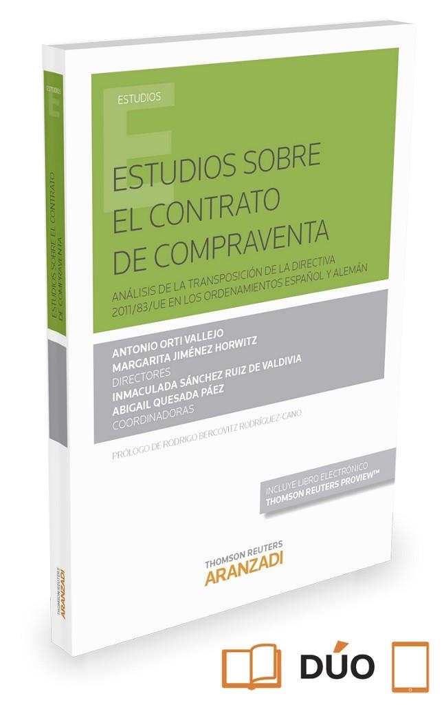 ESTUDIOS SOBRE EL CONTRATO DE COMPRAVENTA (PAPEL + E-BOOK) | 9788490988916 | JIMÉNEZ HORWITZ, MARGARITA/ORTI VALLEJO, ANTONIO/QUESADA PAZ, ABIGAIL/SÁNCHEZ RUIZ DE VALDIVIA, INMA | Llibreria Geli - Llibreria Online de Girona - Comprar llibres en català i castellà