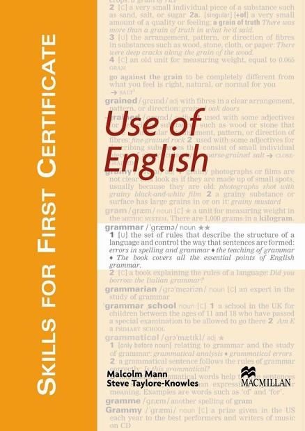 SKILLS FOR FIRST CERTIFIACATE.USE OF ENGLISH  | 9781405017510 | MANN,M. | Llibreria Geli - Llibreria Online de Girona - Comprar llibres en català i castellà