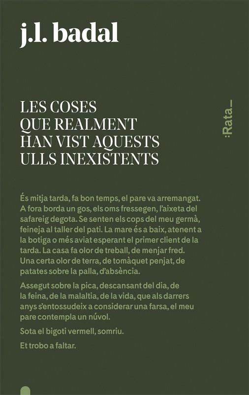 LES COSES QUE REALMENT HAN VIST AQUESTS ULLS INEXISTENTS | 9788416738144 | BADAL,JOSEP LLUÍS | Llibreria Geli - Llibreria Online de Girona - Comprar llibres en català i castellà