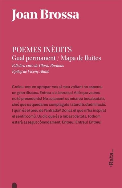 POEMES INÈDITS(GUAL PERMANENT/MAPA DE LLUITES) | 9788416738243 | BROSSA,JOAN | Llibreria Geli - Llibreria Online de Girona - Comprar llibres en català i castellà