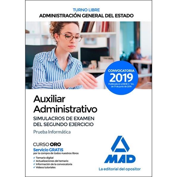 AUXILIAR ADMINISTRATIVO DE LA ADMINISTRACIÓN GENERAL DEL ESTADO.TURNO LIBRE(SIMULACROS DE EXAMEN DEL SEGUNDO EJERCICIO.PRUEBA INFORMÁTICA.EDICION 2019 | 9788414220955 | ROCHA RODRÍGUEZ, ANTÓN/TOJEIRO ALCALA, CARLOS | Llibreria Geli - Llibreria Online de Girona - Comprar llibres en català i castellà