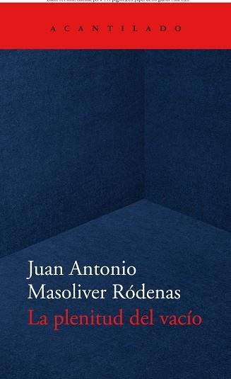 LA PLENITUD DEL VACÍO | 9788418370779 | MASOLIVER RÓDENAS,JUAN ANTONIO | Llibreria Geli - Llibreria Online de Girona - Comprar llibres en català i castellà