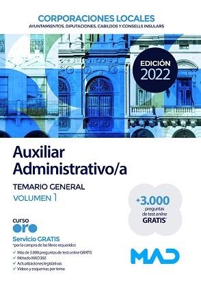 AUXILIAR ADMINISTRATIVO/A DE CORPORACIONES LOCALES(TEMARIO-1.EDICIÓN 2022) | 9788414257555 | Llibreria Geli - Llibreria Online de Girona - Comprar llibres en català i castellà