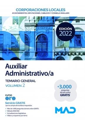 AUXILIAR ADMINISTRATIVO/A DE CORPORACIONES LOCALES(TEMARIO-2.EDICIÓN 2022) | 9788414257562 | Llibreria Geli - Llibreria Online de Girona - Comprar llibres en català i castellà