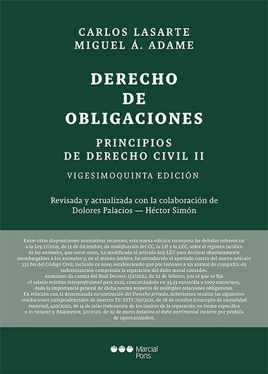 PRINCIPIOS DE DERECHO CIVIL-2.DERECHO DE OBLIGACIONES(25ª EDICIÓN 2022) | 9788413814155 | LASARTE ÁLVAREZ,CARLOS | Llibreria Geli - Llibreria Online de Girona - Comprar llibres en català i castellà