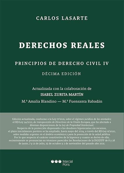 PRINCIPIOS DE DERECHO CIVIL-4.DERECHOS REALES(10ª EDICIÓN 2022) | 9788413814179 | LASARTE ÁLVAREZ,CARLOS | Llibreria Geli - Llibreria Online de Girona - Comprar llibres en català i castellà