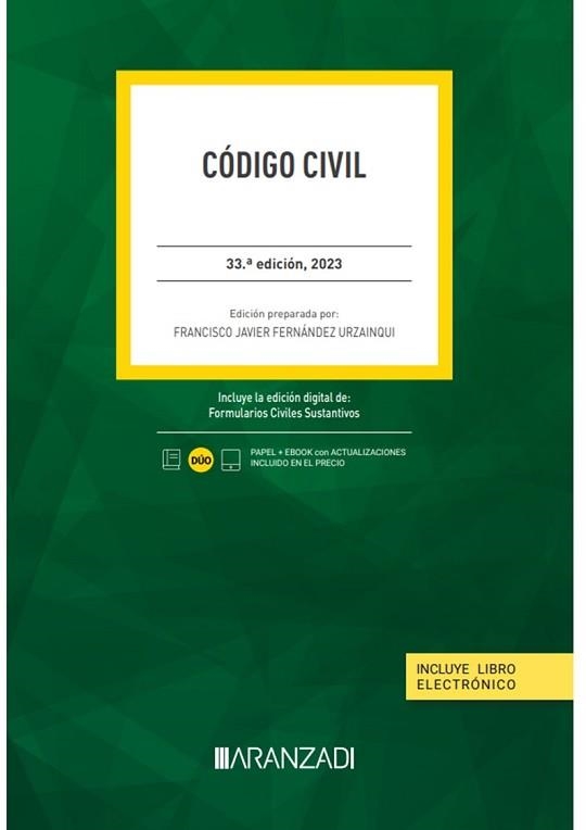 CÓDIGO CIVIL(33ª EDICIÓN 2023.PAPEL + E-BOOK) | 9788411633642 | FERNÁNDEZ URZAINQUI, FRANCISCO JAVIER | Llibreria Geli - Llibreria Online de Girona - Comprar llibres en català i castellà