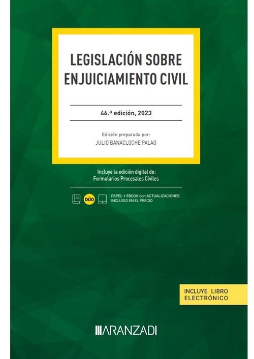 LEGISLACIÓN SOBRE ENJUICIAMIENTO CIVIL(46ª EDICIÓN 2023.PAPEL + E-BOOK) | 9788411637947 | BANACLOCHE PALAO, JULIO | Llibreria Geli - Llibreria Online de Girona - Comprar llibres en català i castellà