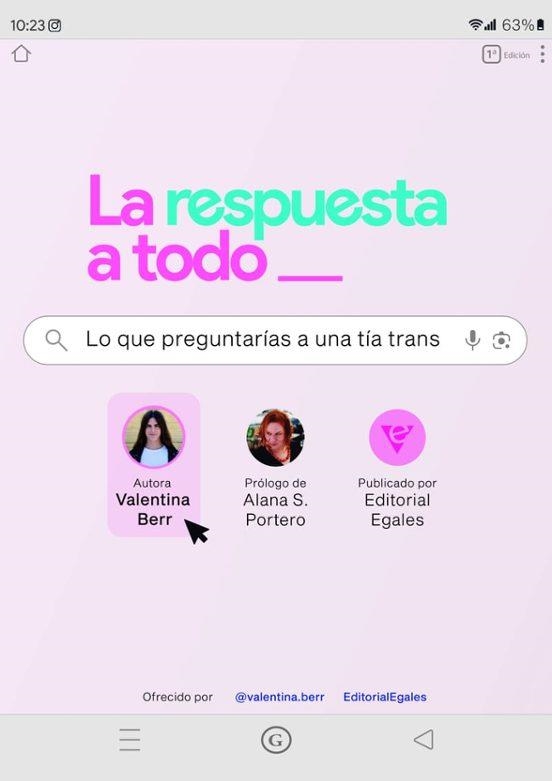 LA RESPUESTA A TODO LO QUE PREGUNTARÍAS A UNA TÍA TRANS  | 9788419728272 | BERR,VALENTINA | Llibreria Geli - Llibreria Online de Girona - Comprar llibres en català i castellà