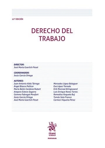 DERECHO DEL TRABAJO(12ª EDICIÓN 2024) | 9788410715899 | SALA FRANCO,TOMÁS/BLASCO PELLICER,ÁNGEL | Llibreria Geli - Llibreria Online de Girona - Comprar llibres en català i castellà